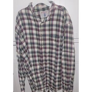Manhattan Mens XL Flannel Long Sleeve Plaid Button Down Cotton Casual vintage